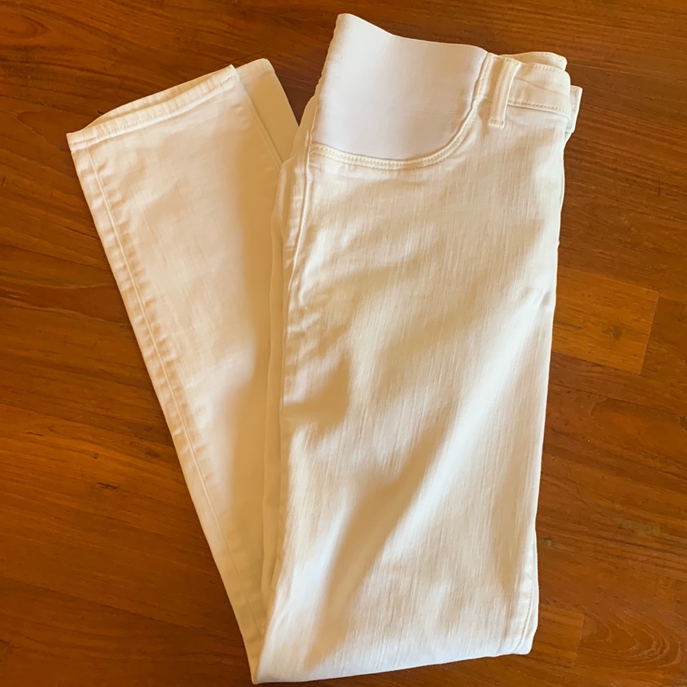 GUC J Brand Mama J Maternity Super Skinny White Jeans